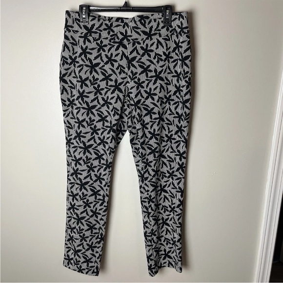 Lands' End Pants Size Large Pull On Cotton Spandex Blend Stretch Black White - Picture 2 of 7
